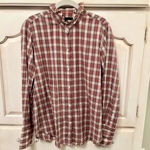 Nili Lotan Women's Red Plaid Button Down Shirt